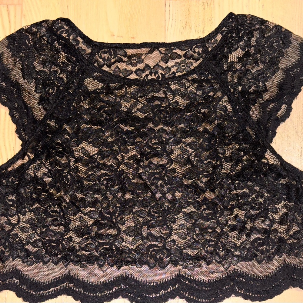Black Lace Crop Top